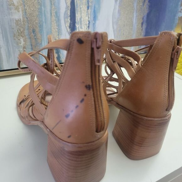 Tan Gladiator Sandals with High Straps - Picture 10 of 10